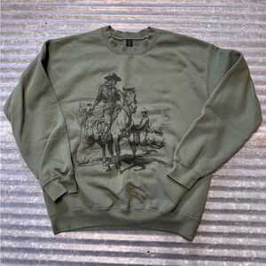 Green Western Graphic Sweater